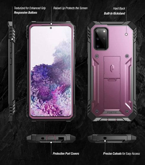 Poetic Revolution Series Case for Samsung Galaxy S20 Plus, Full-Body Rugged Protective Cover, Metallic Purple