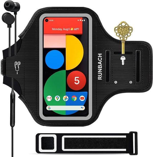 Running Armband for Google Pixel 8/7/6/6 Pro/5a/4XL/3a XL/3 XL, Exercise Case with Card Slot (Black)