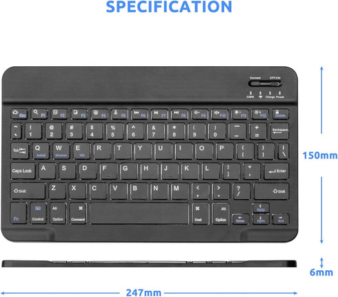 Samsung Galaxy Tab S7/S8 Wireless Keyboard, Portable Bluetooth Keyboard with Built-in Rechargeable Battery, Black