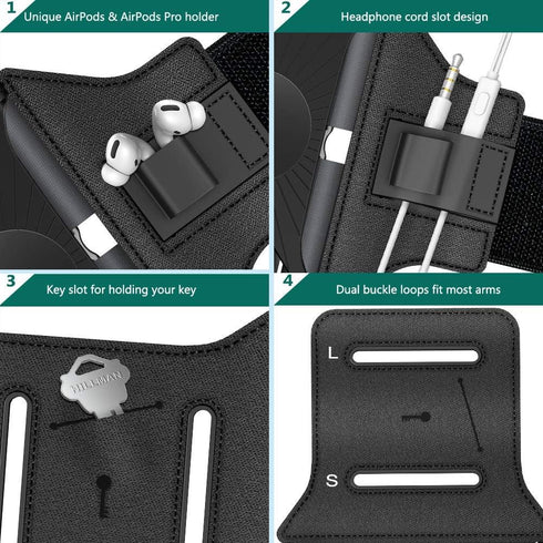 VUP 360Rotatable MP3 4-6.7 Inch Detachable Running Phone Holder Armband for iPod Player iPhone, Fits All Smartphone