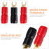 10 Pairs Copper Gold Plated 4 Gauge Strip Spade Terminal Plugs, Crimp Barrier Spades for Speaker Wire