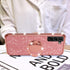 Samsung Galaxy S21 FE Case for Women, Cute Glitter Luxury TPU Silicone Slim Phone Case with Bling Diamond Ring Stand -