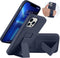 LAUDTEC Silicone Kickstand Case for iPhone 13 Pro, Vertical and Horizontal Stand with Hand Strap (Blue)