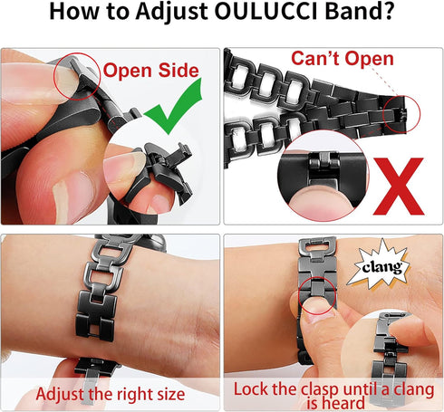 OULUCCI Compatible Apple Watch Bands for Women, 2024-Series 10, 42mm 41mm 40mm 38mm, D-Shape Stainless Steel Strap in
