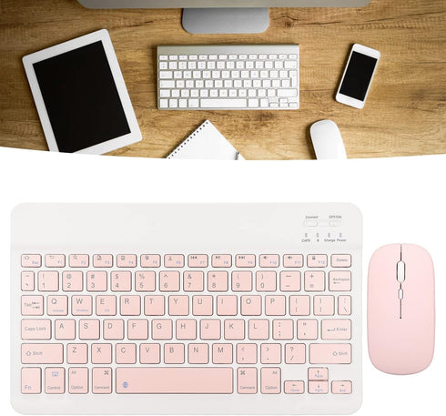 Bluetooth Keyboard Mouse Set, 10 Inch Ultra Thin Quiet Keyboard with DPI Mouse, Composite Keys Combo for Cellphone
