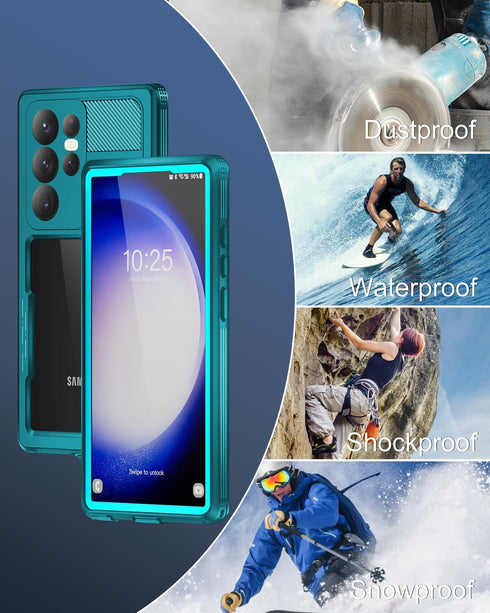 Samsung Galaxy S23 Ultra Case, Full Body Protection, IP68 Waterproof, 12FT Military Shockproof, Built-in Screen & Lens