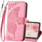 Women Flip Folio Cover for iPhone 11 Wallet Case, Butterfly Embossed PU Leather with Credit Card Holder Slots, Magnetic