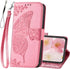 Women Flip Folio Cover for iPhone 11 Wallet Case, Butterfly Embossed PU Leather with Credit Card Holder Slots, Magnetic