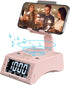 JTEMAN Gifts for Men Women: Cell Phone Stand with Wireless Bluetooth Speaker, Adjustable Cool Tech Gadget, Pink