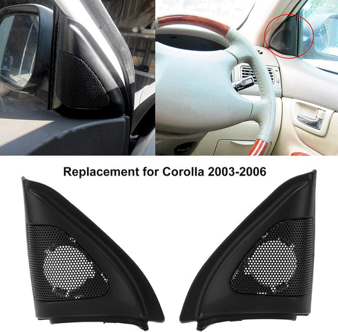 Aramox Stereo Speaker Trim, Pair Car Door Speaker Cover Trim Replacement for Corolla 2003 2006, Black