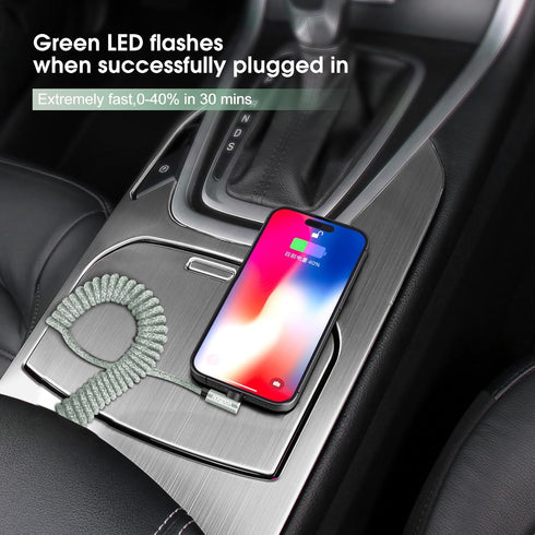 Coil Lightning to USB-C Cable, 8ft to 2ft, 90 Degree Right Angle, Ultra-Strong MFi Certified Fast Charging Cord