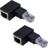 Duttek Ethernet Adapter 90 Degree, Left Angled RJ45 Male to Female Extender Adapter, Cat5e/Cat6 RJ45 Ethernet, 2 Pack