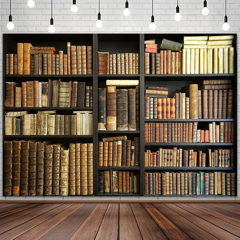 Etsyoki 5x3ft Brown Bookshelf Backdrop Modern Library & Office Decor for Zoom Meetings, Video Conferences, Photography