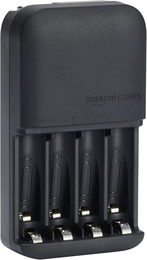 Amazon Basics Smart Battery Charger for Rechargeable AA and AAA NiMh Batteries, 4-Bay, Fast