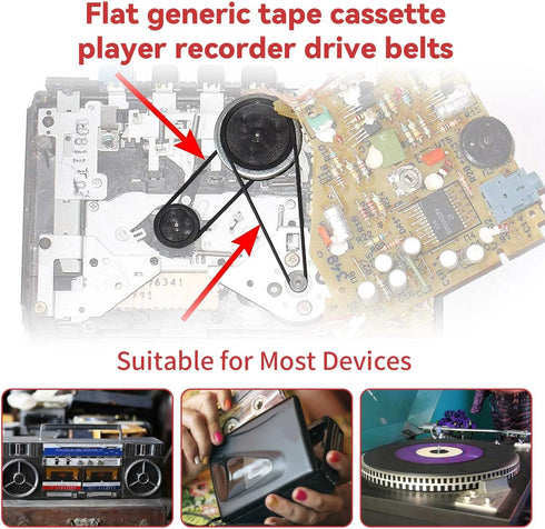Recorder Rubber Belts - Cassette Recorder Maintenance Mix Flat Tape Machine Rubber Belts 40-135MM (50PCS)