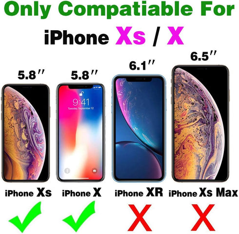 Asuwish Phone Case for iPhone Xs X 10 10s, Wallet Cover with Tempered Glass Screen Protector and RFID Blocking - Off