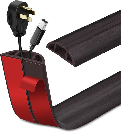 Floor Cord Cover, Self Adhesive Cord Hider for Power Cord Management, Dark Walnut, 3.3Ft