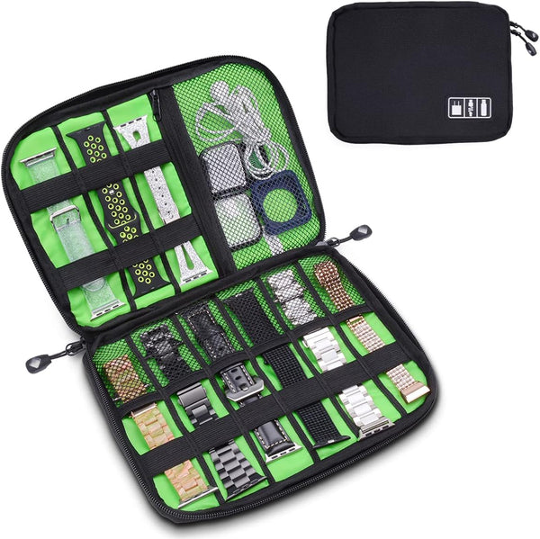iiteeology Smart Watch Band Storage Bag, Universal Accessories Organizer Bag for Travel, Extra Pocket for Magsafe