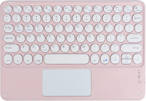 Wireless Bluetooth Keyboard with Touchpad - 10 Inch Round Key Wireless Keyboard, Rechargeable Ultra Slim Portable