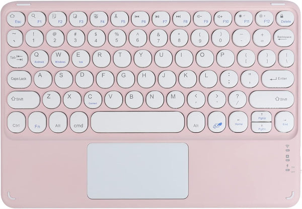 Wireless Bluetooth Keyboard with Touchpad - 10 Inch Round Key Wireless Keyboard, Rechargeable Ultra Slim Portable