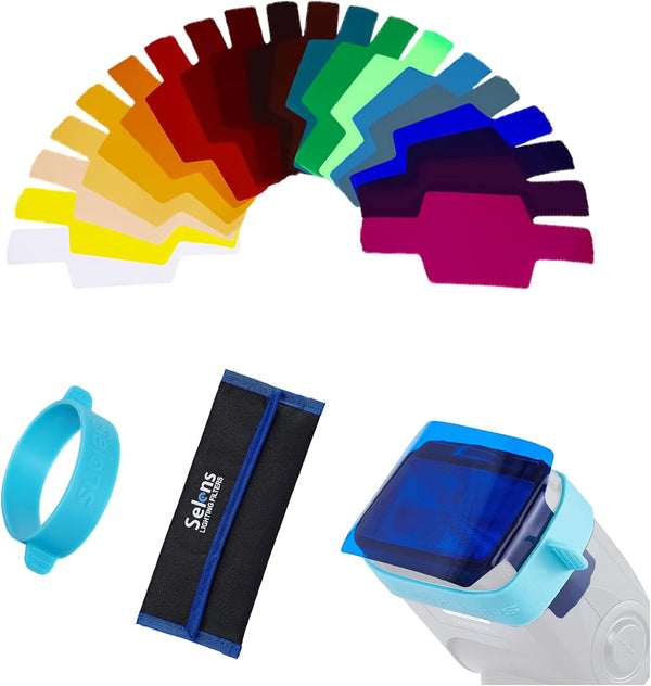 Selens Universal Flash Gels Lighting Filter SE-CG20-20 pcs Combination Kits for Camera Flash Light, Color Correction