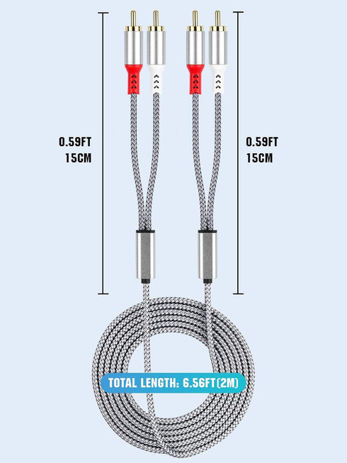 gudxfj 2 Pack 2RCA 2RCA 2 6.6Ft to Cable RCA Male Hi-Fi Systems Audio Stereo Subwoofer Cable Nylon-Braided Auxiliary