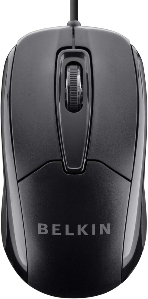 Belkin 3-Button Wired USB Optical Mouse with 5-Foot Cord, Compatible with PCs, Macs,