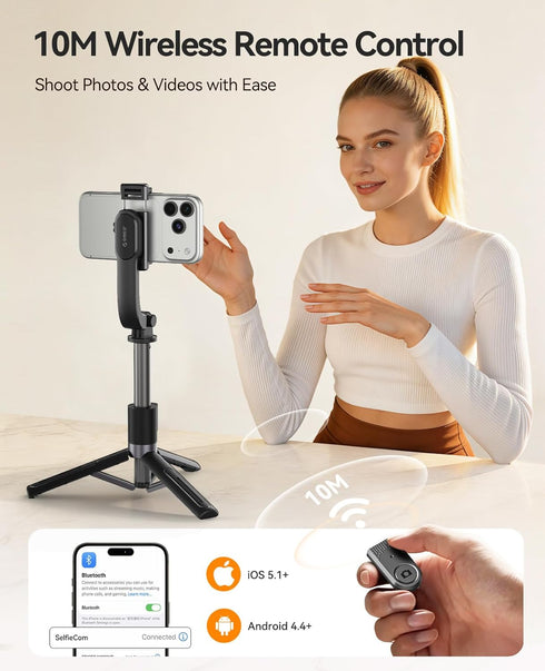ORICO 35'' 360 Aluminum Portable Selfie Stick Tripod, Mini Tripod for iPhone, Extendable Stand with Detachable Wireless