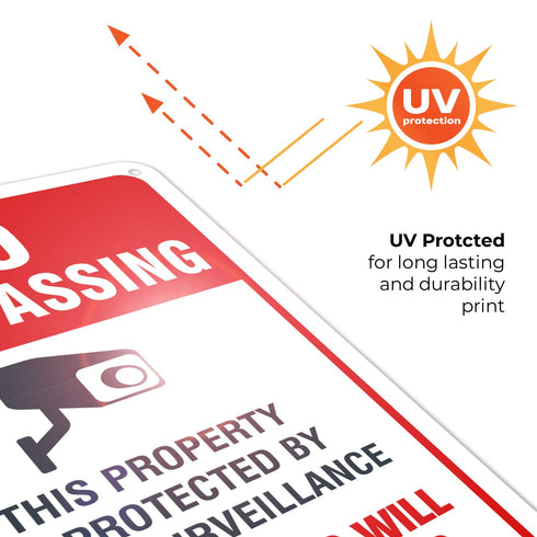 No Trespassing Sign, Video Surveillance, 10x7 Inches, Rust Free Aluminum, Made in USA by Sigo Signs