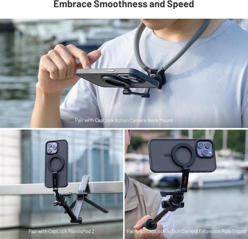 PGYTECH 360/Action 6/5 4/3/Xtra Insta360 X5 CapLock Quick Release Magnetic Neck Mount, Hand Free POV/Vlog Neck Holder