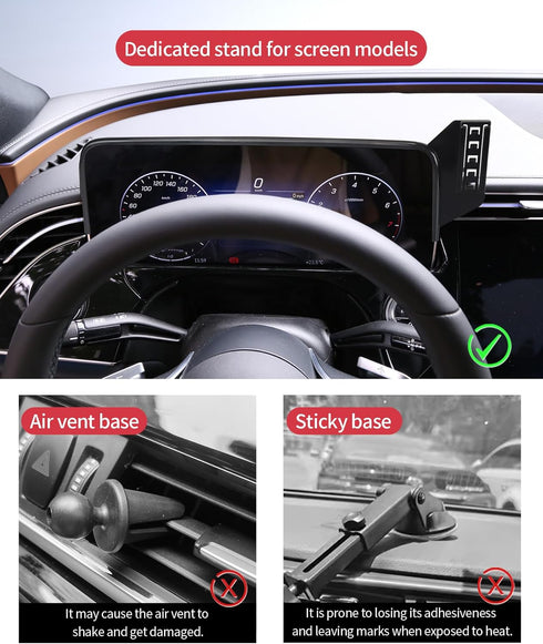 Masergogo 2023-2025, 12.3" 360 Car Phone Holder for Mercedes Benz EQE Sedan/EQE SUV Screen Fixed Clip, Auto Accessories