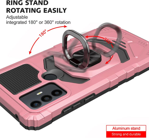 Ailiber Case for TCL 30 SE, with Screen Protector, Ring Kickstand for Magnetic Car Mount, Heavy Duty Shockproof Cover,
