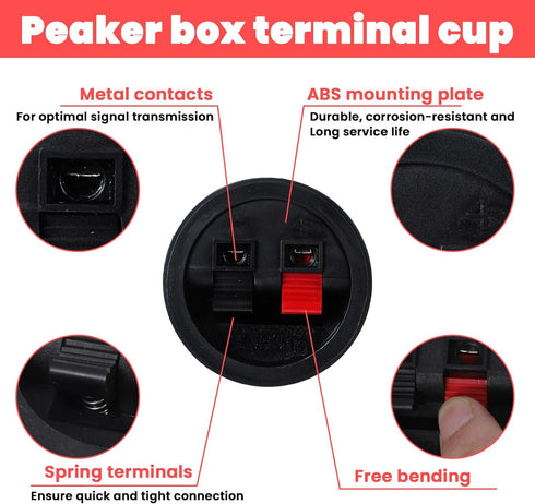 Zyghjort 2 PCS Speaker Terminals, Sub Box Terminals Speaker Box Terminal Cup Subwoofer Box Speaker Terminal Plates