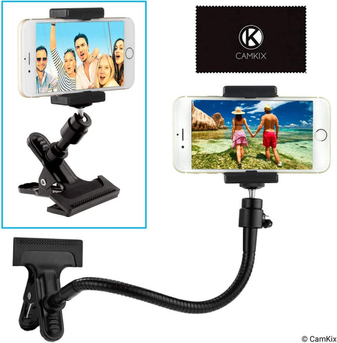 Universal Phone/Camera Holder with Flexible Gooseneck and Strong Clamp - for Mobile Photography, Vlogs, Videos, GPS,