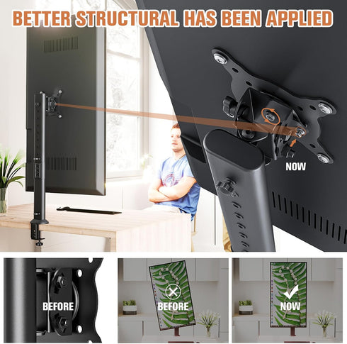 Hemudu 27 inch 42 inch 77lbs, Single Tall Desk Monitor Arm Mount Stand Fit for to Flat Curved Computer Screen