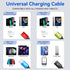 Braided 4 in 1 Multi Charging Cable, 3.5A Fast Charger for Cell Phones/Tablets, IP/Type C/Micro USB, 2Pack 4Ft.