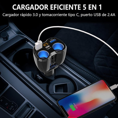 Cigarette Lighter Splitter 2 Socket, Qidoe 150W Cigarette Lighter Adapter 20W USB C Car Charger and 18W QC3.0 Multi