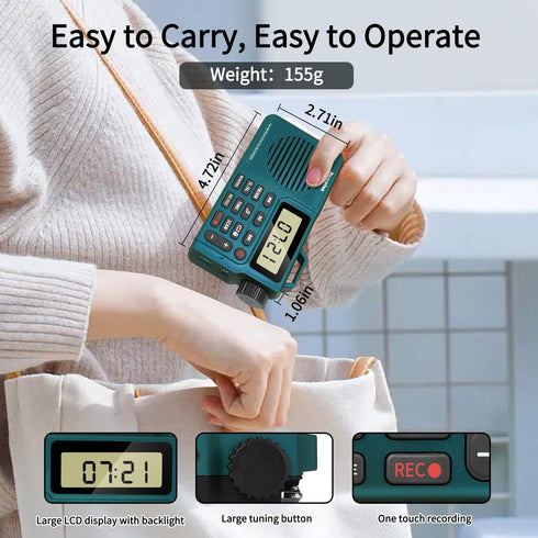 Portable AM/FM Radio, Digital Bluetooth 5.0 Radio Speaker with Alarm and Sleep Function, Large Display