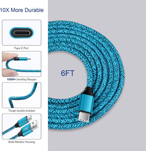 Android Phone USB Type C Fast Charger for Samsung Galaxy A Series, Dual Car Charger Wall Block C Charging Cable