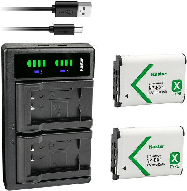 Kastar 2-Pack NP-BX1 Battery & LTD2 USB Charger for Sony NP-BX1, Type X, X-Series Rechargeable Battery Pack