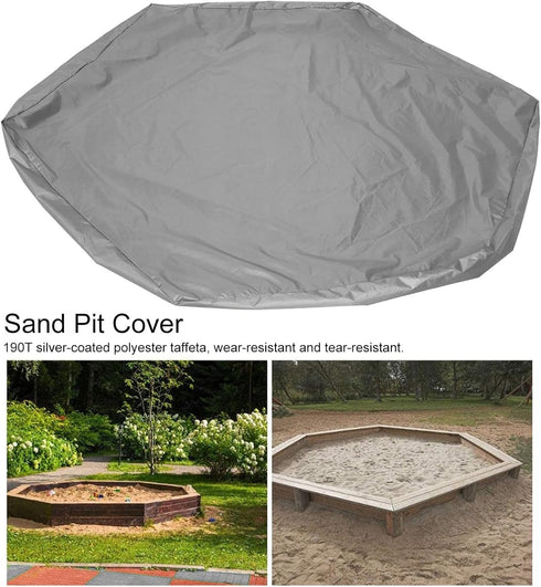 Blaihild 140x120 Cm Sandbox Cover, Pool Cover with Drawstring, for Garden Sandpit and Sand Toys (Grey)