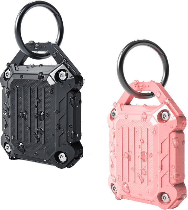 Dovick Waterproof Airtag Keychain Holder Case, Screw Full Cover Compatible with Apple Air Tag Tracker Key Ring 2 Pack