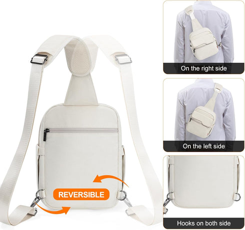 Cwatcun Camera Bag Small Compact Camera Sling Case, Waterproof Canvas Crossbody Camera Bag with Rain Cover, Travel
