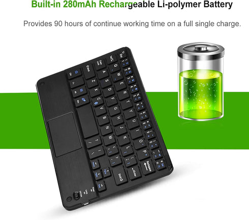 Sanpyl Ultra-Slim Wireless Keyboard - Mini 59 Keys Bluetooth Keyboard with Touchpad for Tablet/Phone/Desktop