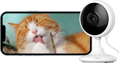 Small Security Camera, Upgraded Indoor Monitor for Pets, Dogs, Babies, Smart WiFi Home Monitor, App Control (White,