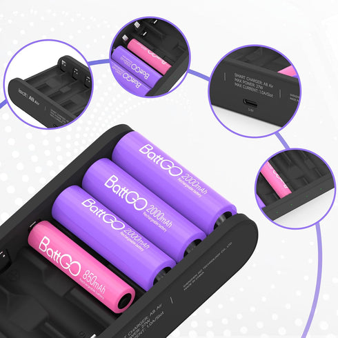 ISDT 8-Bay 1.2V 1.5V LiFePO4 Battery Charger AA AAA Rechargeable Batteries Portable Smart Charger Fast Charging USB