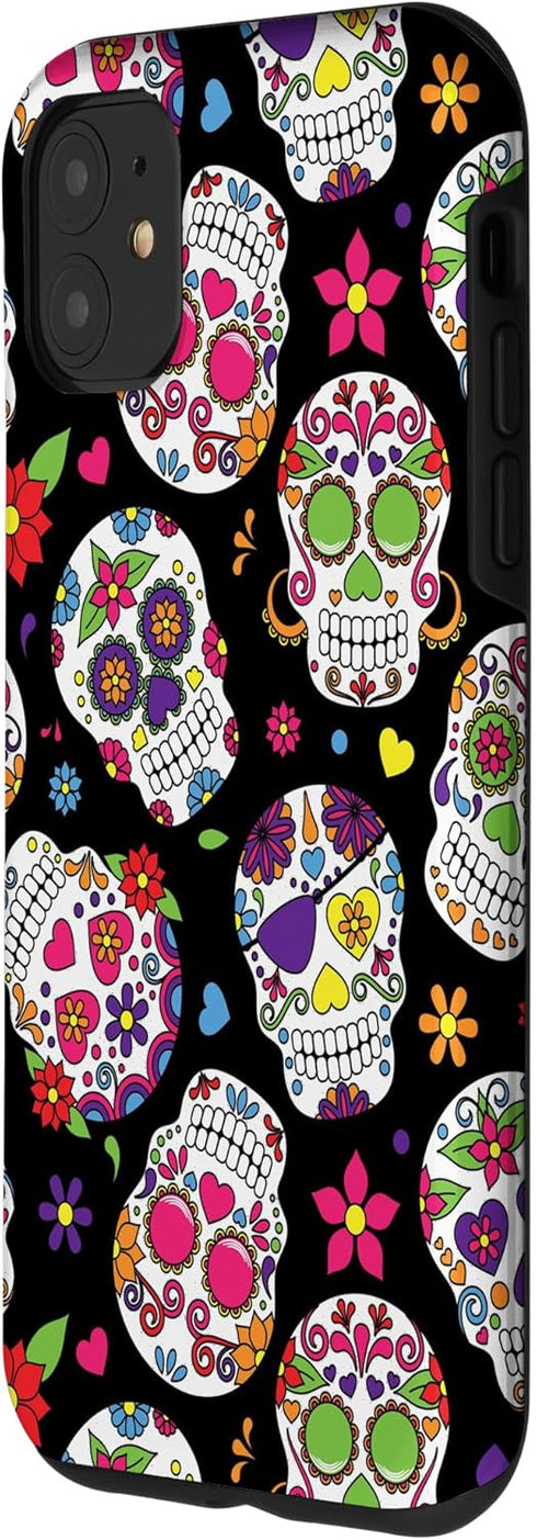 Dead Sugar Skulls Case for iPhone 11, Sugar Skull Day Of The Dead Design