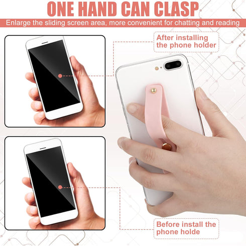 Weewooday 6 Pieces Phone Grip Holder, Universal Telescopic Finger Strap Stand for Most Smartphones in Black and Pink