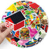 Dslalaly 51 PCS Reusable Cartoon Building Block Stickers - Waterproof Decals for Water Bottles, Laptops & Scrapbooking
