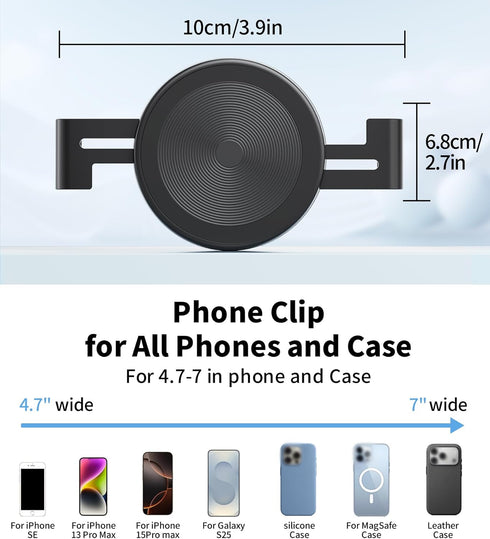 TONEOF (Black,1 Pack) Phone Clamp for Magnet with Metal Ring,Phone Mount Adapter for Magsafe Car Phone Holder,Quick